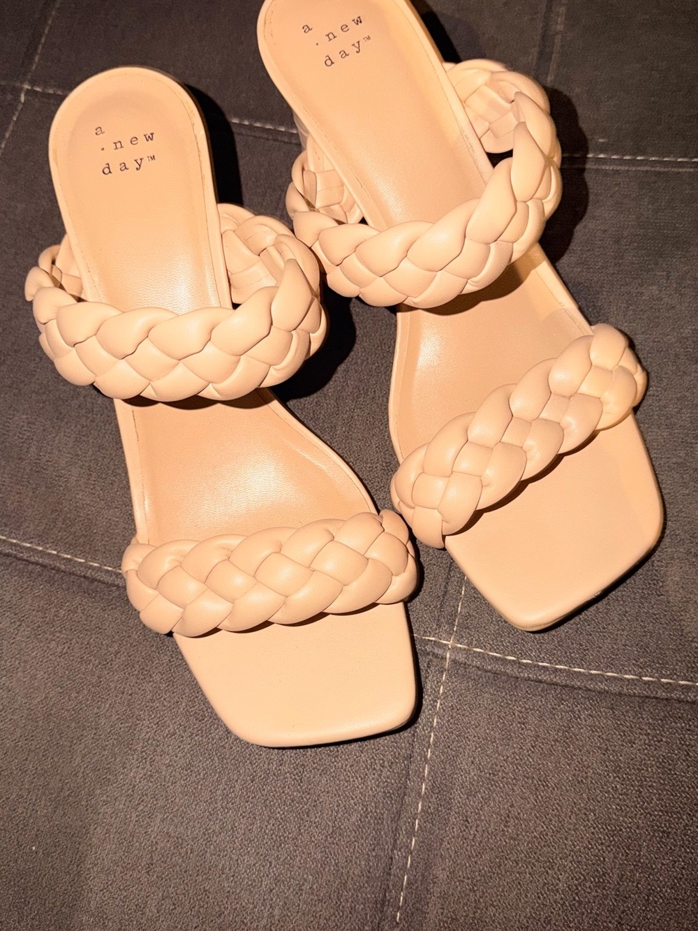 a new day Braided Double-Strap Slide Sandals in Nude
